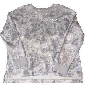 Under Armour Women's Tie Dye Sweatshirt‎ Loose Fit Crew Neck Gray White Large